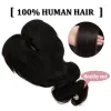Toppers 10x12cm fala ciała ludzkie włosy z grzywką 100% Remy ludzkie włosy dla kobiet z cienkimi włosami Naturalny czarny klips do włosów Ins