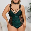 Vêtements de nuit pour femmes, body, chemises de nuit sexy, col en V, garniture en dentelle, bretelles, combinaisons, grande taille, pur désir, pyjama pour dames