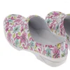 Casual Shoes Womens Flower Pattern Slip Resistant Chef Clog Food Service Work Nursing