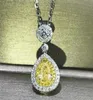 Super Deal Luxury Jewelry 925 Sterling Silver Yellow Topaz CZ Diamond Water Drop Pendant Pear Cut Zircon Women Clavicle Necklace G3770025