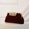 Evening Bag Hand Pearl Wrist Dinner Bag with Diamond Cheongsam Banquet Bag