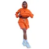 Nya shorts Autumn Fashion Sports Brodery Pullover Hooded tröja Två stycken för kvinnor