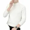 Höst och vinter högkvalitativ herrtröja CMERE Sweater Men's Pullover Half High Collar Soft and Warm Sticked tröja V6Q2#