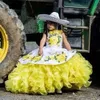 귀여운 멕시코 볼 푹신한 꽃 여자 드레스 스트랩 3D 꽃 꽃 자수 레이스 아플리케 아이 첫 친교 드레스 브리터 데이 파티 가운 CG001