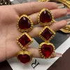 Stud Earrings Vintage Medieval Jewelry Set For Women Love Glass Long Versatile Lady's Statement Wedding Evening Dress Accessories