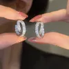 Orecchini a bottone in argento sterling S925 scintillanti gioielli di lusso pavimenta 5A zircone cubico diamante CZ pietra preziosa marca festa delle donne matrimonio orecchino croce per il regalo della festa della mamma