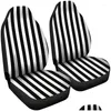Autositzbezüge Ers Schwarz-Weiß-gestreiftes Set Vertikale Streifen Eimer für die meisten SUV-Modelle Drop Delivery Automobile Motorräder Inte Ottsu