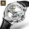 OLEVS 6661 logo personalizzato moda Classici orologi di design di lusso impermeabili cinturini da polso da uomo tourbillon di lusso orologi da polso meccanici automatici