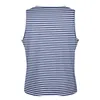 Classic Stripes Tank Top Azul Marinho e Branco Masculino Full Print Tops Workout Streetwear Sleevel Camisas w6xw #