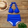 Costume da bagno da donna Costume da bagno nero sexy Costume da bagno push up bikini da donna Costume da bagno push up con top allacciato e bikini a vita alta bianco taglie forti