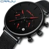 Relogio Masculino Crrju Mens Business Dress Watches Luxury Casual Waterfoof Sport Watch Men 3-Sub Dial Quartz Slim Mesh Watch253b