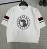 Gaoding TB2024 ربيع/صيف جديد YB Emblem Puppy T-Shirt مع الخصر ملفوف غير رسمي رفيع الأكمام قصيرة الأكمام