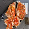 Bandanas Durag Foulards Les Quatre Saisons Foulards De Mode Conception Populaire Finition Satinée 2024 Imprimer Marque De Luxe Hijab Femmes Chaud 180X90CM Foulard En Soie Y240325