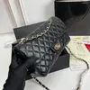 10a spegelkvalitet handväskor kvinnor designer axelpåsar kaviar läder koppling svarta dubbelkedjor underarmsäck check crossbody purses diamantgitter totes väskor