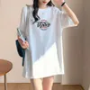 designer 2024 Ss White Loose Medium Length Short Sleeved T-shirt for Women 2023 New Shirt Round Neck Slimming Casual Bottom Covering Instagram Fashion