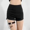 Shorts pour femmes Sexy taille haute femmes maigre été chaîne gothique noir pantalon court dames harajuku y2k streetwear bandage