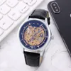 Top Brand di lusso da uomo Orologi da uomo d'affari Orologio di design Quadrante scheletrato Cinturino in vera pelle Meccanico automatico 43mm Orologi da polso in oro per regalo di Natale da uomo