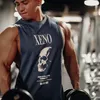 Gym Sports Fitn Men's Tank Top Cott em torno do pescoço solto oversized sleevel T-shirt Outdoor Basketball Training Tank Top c6Gp #