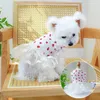 Ropa para perros elegante vestido de verano suave malla dobladillo fácil de usar patrón de fresa mascota gato princesa decorativa