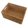 Körbe Handgewebter rechteckiger Rattanimitat-Webkorb Obsttee Snack Brot Picknick Kosmetik Aufbewahrungsbox Küche Haushaltswerkzeuge