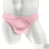 Underpants Y Homens Bikini Briefs Brilhante U Convexo Bolsa Cueca Tra-Fino Voltar Transparente Confortável Cintura Baixa Calcinha Respirável Drop Delive OTLH4