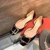 Casual Shoes 2024 Summer Hollow Elephant Grey Patent Cowhide Square Buckle Women's Flat Metal Toe Sandaler
