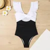 Women's Swimwear Sexy Monokini Stylish One-piece Swimsuits For Women V-neck Tummy Control High Waist Bathing Suit With Cutout Design