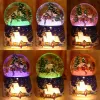 Scatole Carillon con sfera di cristallo di Natale, luminoso, rotante, luce a LED, regalo per bambina, per compleanno, luci di neve in cristallo di luna