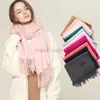 Sarongs New Scarf Womens Luxury Womens Solid Cashmere Beach Scarf Thin Linen Razor Shawl and Wrapped Womens Foulard Headband Stoles Pashmina 240325