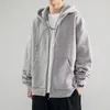 Spring and Automne Mens Color Color Cardigan Hoodies Sweetshirt Casual Loose Male Hooded Vêtements d'extérieur Top 240312