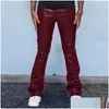 Pantalons pour hommes Hommes Mode Hommes Pu Cuir Vintage Slim Fit Pantalon droit Printemps Automne Casual Streetwear Skinny Long Pantalon Mâle Drop Dhprw