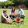 Camp Furniture Outdoor Folding Table Travel Cam Picnic Collapsible Round With 4 Cup Holders And Carry Bag Drop Delivery Sports Outdoor Otejo