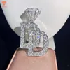 Ювелирные изделия Lifeng Iced Out в стиле хип-хоп из муассанита Sier, подвеска с буквами-багетом для мужчин, индивидуальное имя, подвеска