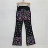 Kvinnors jeans 2024 Spring Heavy Diamond Supplad för handpärlor med hög midja Slim Slimming Stretch Skinny For Women Black