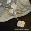 Brand charm Van Clover Irregular Bracelet High Version Platinum Full Diamond Size Flower 925 Silver