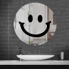 Miroirs Acrylique grand sourire heureux miroir fleur coloré miroir autocollants salle de bain maison décorative mur Funky souriant visage miroir cadeau