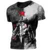 Vintage Knights Templar T-shirt pour hommes 3D imprimé Jésus-Christ Crucifix T-shirt pour hommes surdimensionné à manches courtes Tops Tee Shirt Man z3TN #