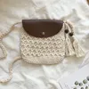 Shoulder Bags Japanese Woven Bag Cotton Linen Text Fabric Small One-Shoulder Messenger Leather Summer Lightweight Women's