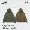 inflazione Inverno caldo oversize con zip con cappuccio unisex 350gsm foderato in pile con cerniera giacche con cappuccio da uomo in bianco oversize con cappuccio h9nA #