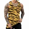 Новый Fi Tank Tops Sleevel Summer Street Tops Tops 3D Print Spotted Leopard Loose Crew Neck Casual Male Page Top A513#