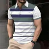 Fi Stripe Print Polo T Shirt dla mężczyzn sportowy golfa noś Summer Casual Lapel Butt Shirts Oversizefl krótkie topy Y5a7#