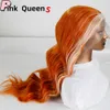 13x4 synthetische Lace-Front-Perücke, langes Haar, modische orangefarbene Cosplay-Perücken, Party, sexy Mode, für Frauen und Mädchen, langes lockiges Haarteil, brasilianisches Haar, koreanische Hochtemperaturfaser