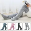 Women Socks Thick Slippers Home Warmers Stocking Knee Cover Warm Woolen Long Fluffy Leg Over Bed Pants Winter