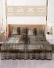 Bed Skirt Vintage Country Style Oil Painting Texture Abstract Fitted Bedspread With Pillowcases Mattress Cover Bedding Set