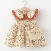 女の子のドレス2ピース夏の衣装幼児の赤ちゃんプリンセスビーチドレスバッグかわいいプリントコットンノースリーブ幼児服セット