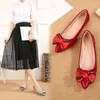 Casual Shoes Woman Flat Elegant Comfortable Lady Fashion Shallow Mouth Flower Bow Pointed Toe Women Soft