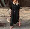 Casual Dresses 2024 Spring Cotton Linen Women's Shirt Dress White Oversize Loose Long Female Trendy Fashion Clothes Ladies