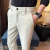 2024 elastische Taille Hosen Männer Business Sommer Casual Anzug Hosen Koreanische Knöchel Länge Hängenden Gestellte Büro Sozialen Hosen