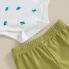 Ensembles de vêtements pour bébés filles, 3 pièces, pantalon sans manches, imprimé Cactus, barboteuse, bandeau évasé de couleur unie