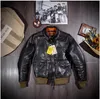 Yr! Gratis fartyg.Top Classic Air Force A2 Natural Leather Jacket, Vintage HorseHide A2 Flight Jacket. Kvalitetsläderrock.ASTMAN V5ZD#